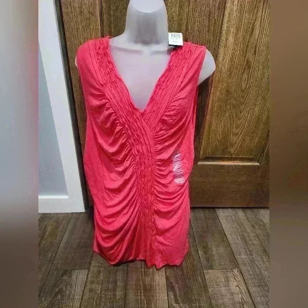 GRACE ELEMENTS tank SLEEVELESS ruffle front Top XXL 2XL NEW WITH TAGS